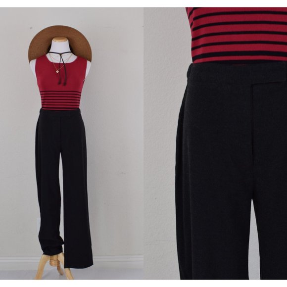 Vintage 90s Black Mid Rise Trousers size 6 | 28 waist‎ - Picture 1 of 10
